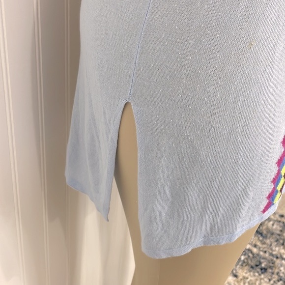 Knit Argyle Pattern Light Blue Tunic Top/Mini Dress Dolman Sleeves Small - Picture 4 of 14